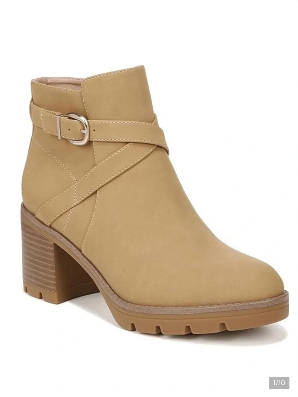 Naturalizer Madalynn Ankle Boot in Camel Brown with Buckle Strap Size 12 NEW